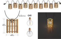 Guirlande lumineuse à cage en bambou naturel, abat-jour en rotin moderne, lampe déco en osier avec ampoule à 10 filaments, guirlande lumineuse G40