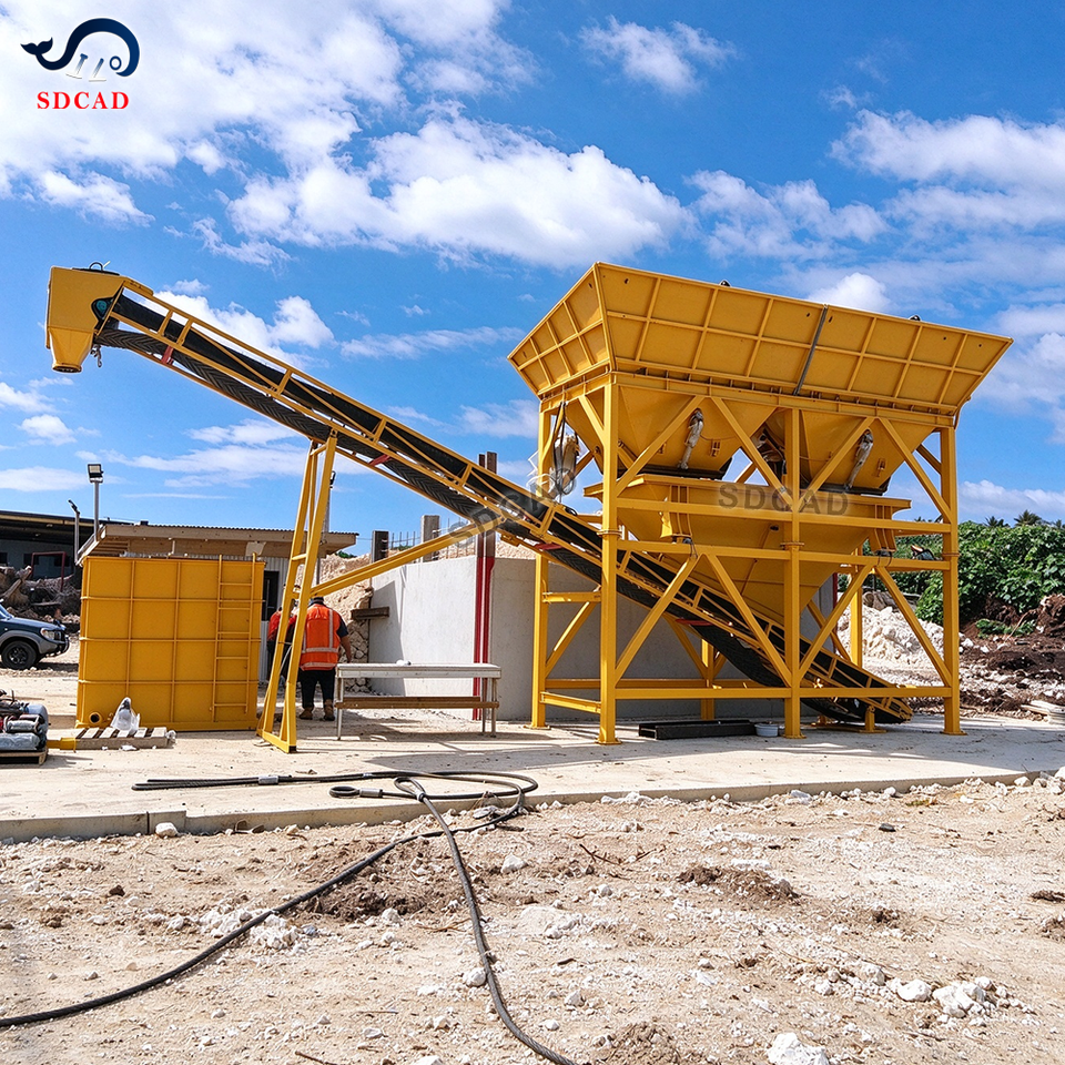Machine Batching And Mixing Towable Mobile Dry Batching Concrete Plant Semi Trailer Concrete Mixing ...