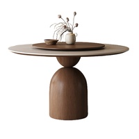 Table à manger ronde en ardoise de style vintage, mobilier de salle à manger, utilisation domestique, appartement, plateau rotatif, résistant à la chaleur, sans assemblage