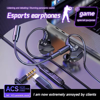 Headphone Gaming Gamer dengan Mikrofon Ganda Tipe-C, Earphone In-ear HiFi Stereo, Headset Olahraga dengan Mic HD