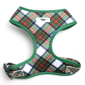 클래식하고 내구성 있는 녹색 체크무늬 패션 강아지 하네스 & 리드 스카프 포함 - 소형견부터 대형견 및 고양이까지 사용 가능한 노풀 디자인 - Product Image 3