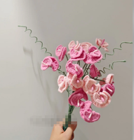 Bouquet de fleurs de pois doux en crochet rose fait main pour mariage, remise de diplôme, Halloween, décoration de la maison, cadeau écologique