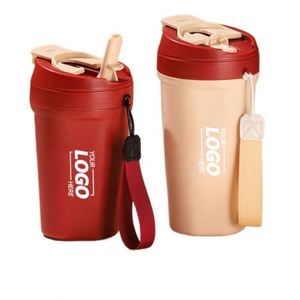 แก้วกาแฟสแตนเลสเก็บความร้อนขนาด 18 ออนซ์ พร้อมหลอดและฝาปิด สำหรับเดินทางและเครื่องดื่ม ของขวัญส่วนตัว - Product Image 1