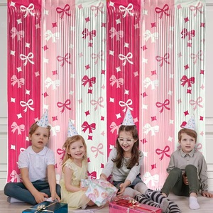 Bow <b>Decorations</b> for Party Sparkling Foil Fringe Bow Curtains | Bridal Shower Wedding Coquette Birthday Theme Party... - Product Image 4