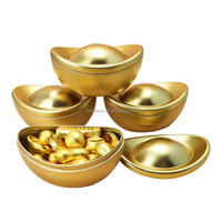Boîte à bonbons en fer blanc recyclable vernie avec lingots d'or du Nouvel An pour le stockage d'aliments et de gâteaux 130x83x70mm