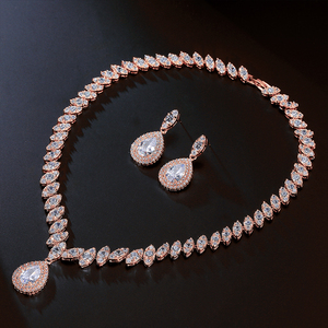 Rakol Sp057 Sang Trọng Teardrop Hình Dạng Nước Zircon Horse Eye CZ Vòng Cổ Bông Tai Trang Sức Set Dubai Đám Cưới Sang Trọng Phụ Nữ Trang Sức Set - Product Image 5