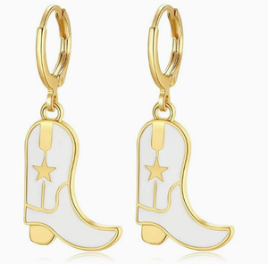 Western Style Cowgirl Earrings Cowboy <strong>Boot</strong> Hat Hoop Earrings Drop Dangle Enamel Cowgirl <strong>Boot</strong> Charms <strong>Jewelry</strong> for Women Western - Product Image 4