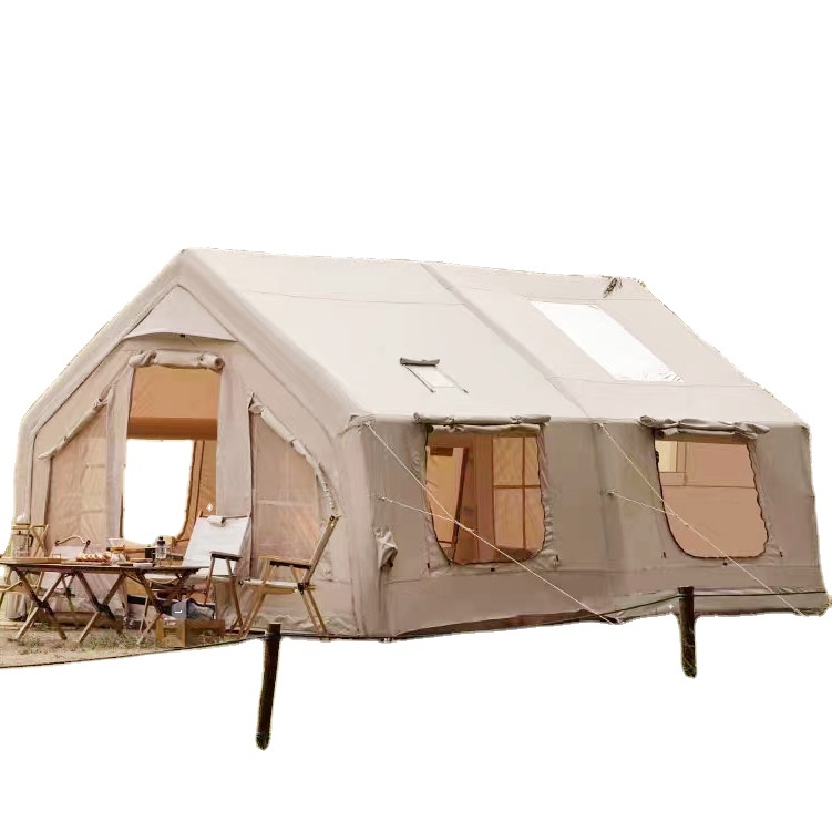 Khaki Inflatable Camping Tent - Durable & Waterproof