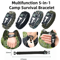 Kit de survie pour le camping en plein air, nylon pour bracelet, boussole, sifflet, outil multifonction, accessoires portables, toutes saisons