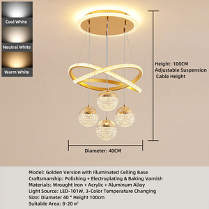 Lampe suspendue moderne à LED <span class=keywords><strong>pour</strong></span> salle à manger, lustre minimaliste <span class=keywords><strong>pour</strong></span> appartement, salon, boutique de vêtements, bar, escalier - Product Image 3