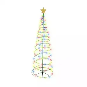 Cadre en fer pliable Décoration de jardin pour arbre de Noël Lumière LED multicolore imperméable pour l'extérieur