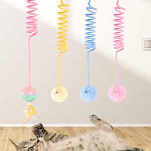 Juguete Interactivo para Gatos con Resorte de Tensión, Peluche, Bola de Pelo y Plumas, para Deportes Interactivos - Product Image 1