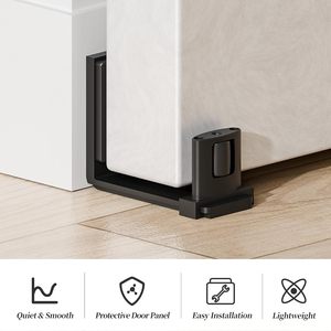 Guía inferior para puerta corredera, diseño flexible en forma de U ajustable, montaje en pared, color negro para decoración del hogar - Product Image 3