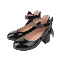 Chaussures de princesse pour filles, modèle 2026, OEM/ODM d'usine, avec grand nœud latéral, bride unique, talons bas, en cuir PU, pour spectacle