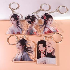 Toptan akrilik Charm kamera anahtarlık karikatür Anime figürü özel herhangi bir Logo akrilik Charm anahtarlıklar