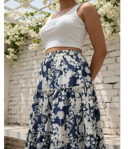 Jupe longue maxi d'été pour femmes, tissu doux, confortable et respirant, taille haute, style élégant et fluide, tenue décontractée pour les voyages - Product Image 2