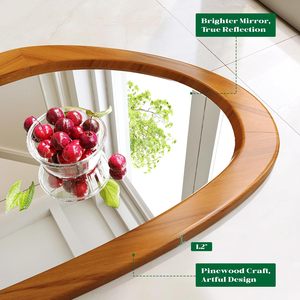 Miroir mural asymétrique Wiserset 19x30 pouces, cadre irrégulier en bois de pin, style moderne du milieu du siècle, pour chambre à coucher et salon - Product Image 5