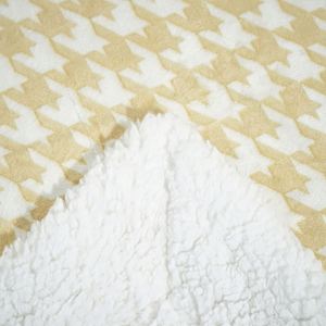 3D Cationic Houndstooth Design Yellow Flannel Sherpa Fleece Blanket <b>for</b> Home Fuzzy Soft Cozy Thick Warm Customized <b>Throw</b> Blanket - Product Image 6