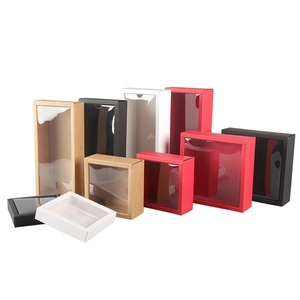 Wholesale custom logo printed 2 pieces kraft packaging box with clear window