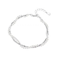 Bracelet double couche en argent sterling 925 imperméable pour femme, avec perles et chaîne en gravier argenté, bijou tendance, cadeau, vente en gros