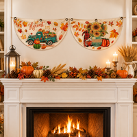 Drapeau suspendu demi-rond pour Thanksgiving, en tissu polyester pongé, décoration pour fête à domicile, 45x90cm 60x120cm, panneau décoratif mural