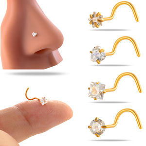 Kabwea Set van 8 neuspiercings, 316L chirurgisch staal, hypoallergeen, neusstekers, neuspiercing, Meerkleurig, L