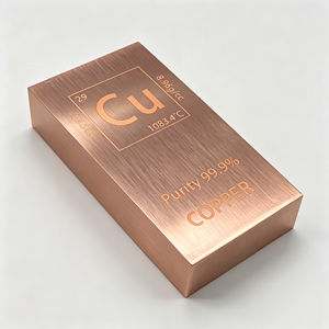 Barre d'investissement en cuivre rouge T2, lingot de cuivre de haute pureté 99,99% - Product Image 1