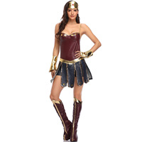 Disfraz de Guerrero para Mujer, Disfraz de Superhéroe para Halloween, Corsé, Tiara, Brazalete, Falda, Cinturón, Botas, Conjunto Sexy para Cosplay, Carnaval, Fiesta