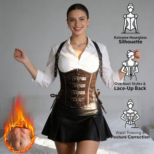 Langqin Corsets pour femmes en gros Goth Punk Court Grande taille Corset à lacets Sculptant Anti-bactérien Col suspendu Évidé - Product Image 5