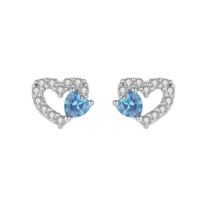 Brincos de Estrela de Cinco Pontas Azul Claro em Prata Esterlina S925 para Mulheres, Acessórios de Joias YB-XY-120 - Product Image 5