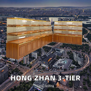 Hong <span class=keywords><strong>zhan</strong></span> 3-Tier Treo Tường Bánh đồ nội thất hiển thị Showcase LED chiếu sáng bánh mì kệ trưng bày - Product Image 3