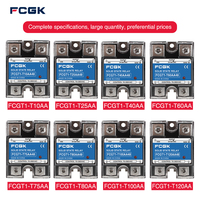 FCGK SSR-10A Transparent 25A 40A 50A 60A 75A 80A 90A 100A 120A Relais à semi-conducteurs monophasé, Rail de guidage AC Control AC