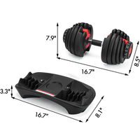 Ensemble d'haltères réglables rapides de 24 kg/52,5 lb, équipement de musculation, poids libres pour hommes et femmes
