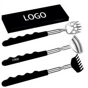 Custom Logo Long Handle Simple Metal &amp; Rubber Telescoping Extendable <strong>Back</strong> <strong>Scratcher</strong> Relieve Itching Tool Home Use - Product Image 1