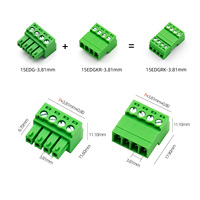 2EDGK-3.81 3,81 mm Bornier en laiton enfichable à connexion par vis, ensemble de fiches et prises, connecteur PCB 3 broches PA66 UL94V 0 300V 8A Vert