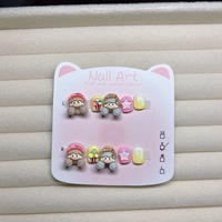 Ensemble d'ongles autocollants à motifs de dessins animés pour enfants, pour filles de 2 à 8 ans, réutilisables