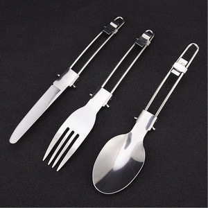 Juego de Utensilios de Cocina Plegables de Acero Inoxidable, Duraderos, para Acampar al Aire Libre, para Picnic, de Tres Piezas, con Cuchillo Plegable - Product Image 2