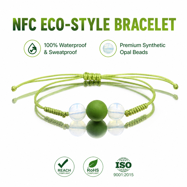 Adjustable Olive Green Near Field Interaction Band Programmable IC NFC Wristlet Skin-Friendly Gear for Smart Linking