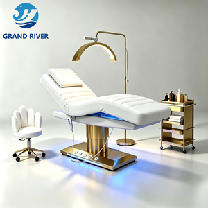 Wholesale Price <strong>Electric</strong> Lash Bed Curved Facial Spa Massage <strong>Table</strong> 4 Motors Gold White Beauty Bed for Salon Furniture Set - Product Image 4