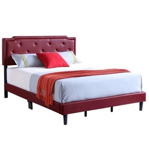 Vendita in fabbrica Honglin diretta colore <span class=keywords><strong>rosso</strong></span> contemporaneo <span class=keywords><strong>singolo</strong></span> doppio regina king size in ecopelle con bottoni a ciuffo letti imbottiti - Product Image 6