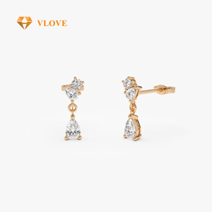 Boucles d'oreilles pendantes élégantes en <span class=keywords><strong>diamant</strong></span> VLOVE Gold Petite Studs Suppliers, 1,05 carat, <span class=keywords><strong>diamant</strong></span> de laboratoire cultivé en 9 carats - Product Image 2
