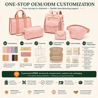 Trousse de Maquillage Rose Matelassée en Cuir PU, Ensemble de Pochettes Cosmétiques Personnalisables avec Logo, Organisateur de Voyage pour Produits de Beauté, OEM ODM