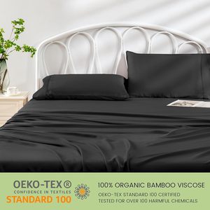 100% ensemble de <span class=keywords><strong>draps</strong></span> en bambou de refroidissement pour les dormeurs chauds drap-<span class=keywords><strong>housse</strong></span> évacuant l'humidité avec poche profonde de 40cm <span class=keywords><strong>draps</strong></span> de literie doux et soyeux - Product Image 3