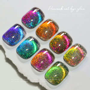 เจลทาเล็บ 9D Cat Eye 8 มล. เปลี่ยนสีได้ ลายพีค็อก แห้งด้วยแสง UV/LED แม่เหล็ก สร้างเอฟเฟกต์กาแล็กซี่ อุปกรณ์ทำเล็บมืออาชีพ ใหม่ - Product Image 3