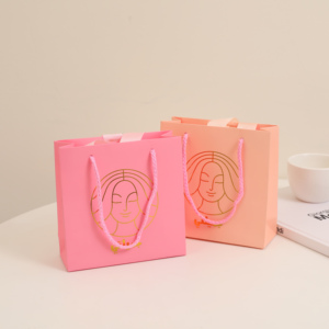 Custom Logo <b>Hot</b> Stamping Paper <b>Bag</b> Mini Clothes Luxury Gift Paper <b>Bag</b> with Ribbon Handle Jewelry <b>Bag</b> for Ring Earring Necklace - Product Image 3