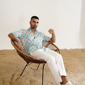 Chemise décontractée 100 % coton imprimée Z, respirante, séchage rapide, anti-plis, col boutonné pour l'été, impression numérique, service OEM - Product Image 1