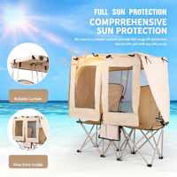 Chaise de camping pliante en métal pour deux personnes avec auvent intégré soleil/pluie, design moderne, pour loisirs en extérieur, pêche, plage, chaise de réalisateur