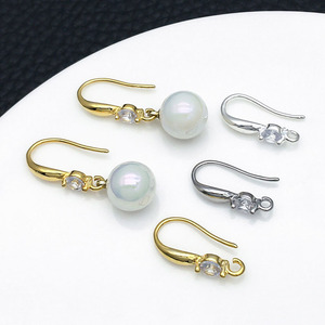 Ganchos para pendientes con circonita cúbica, tamaño 10x25,5mm, 65 unidades, para accesorios de joyería DIY, chapados en plata y oro - Product Image 3