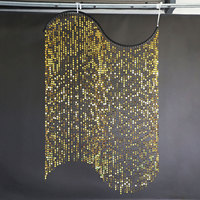Rideau de perles à sequins de luxe en forme de S, doré et argenté, pour décorations de plafond de mariage, toile de fond de scène, événements et fêtes (vente en gros)