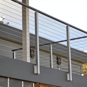 Balustrades et mains courantes contemporaines en acier inoxydable sans cadre à fixation au sol pour balcon d'appartement, résistantes à la rouille et à l'eau, à prix abordable - Product Image 2